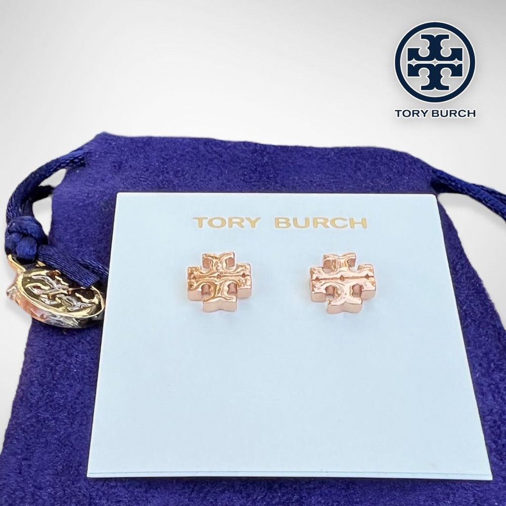 New Tory Burch 18k Rose Gold Plated Kira Stud Earrings in Rose Gold $78 - Picture 12 of 13